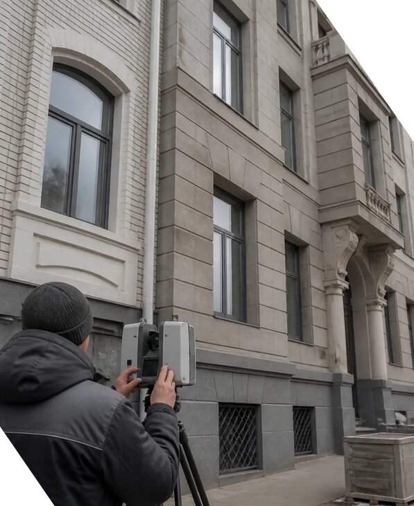Лазерное сканирование фасадов зданий для обследования в Сафонове